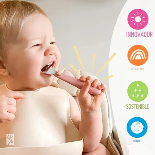 Miniatura 7 de Elk and Friends - Juego de cubiertos para niños con mango de silicona Cubiertos seguros para niños Utensilios para niños pequeños Cucharas
