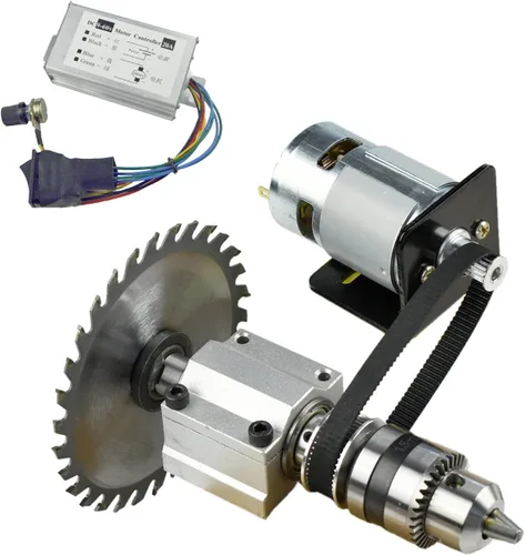 CHANCS 895 Mini sierra de mesa para corte de madera DC 24V 12000RPM PWM Monitor regulador de atenuación con interruptor y perilla Voltaje de salida