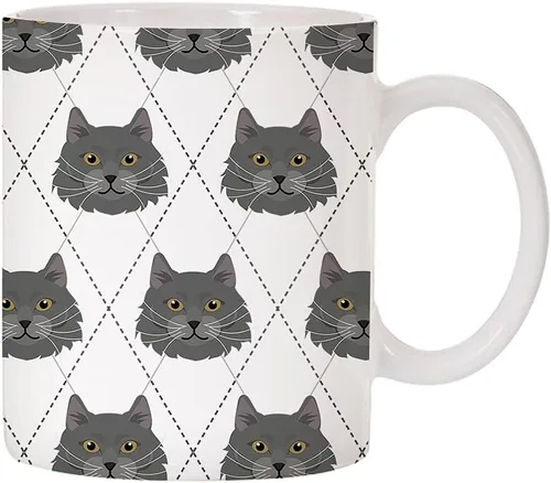 Miniatura 4 de Adorable Cat Breed Design Argyle Pattern Taza de café de cerámica (abisinian)