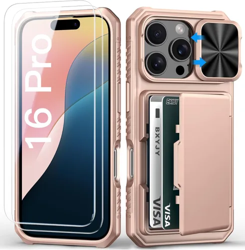 Miniatura 8 de BXYJY Funda tipo cartera para iPhone 15 Pro con tarjetero (4-5 tarjetas) y cubierta deslizante para cámara y soporte, protección contra caídas