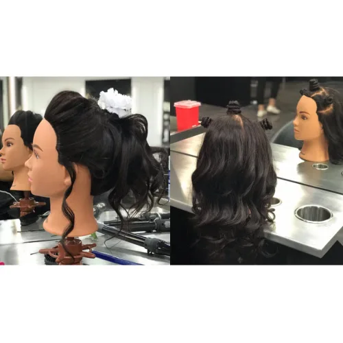 Miniatura 6 de Cabeza de maniquí Hairingrid 20"-22" 100% Cabello Humano para Peluquería y Cosmetología, Cabeza de Muñeco de Entrenamiento con Soporte de Abrazadera