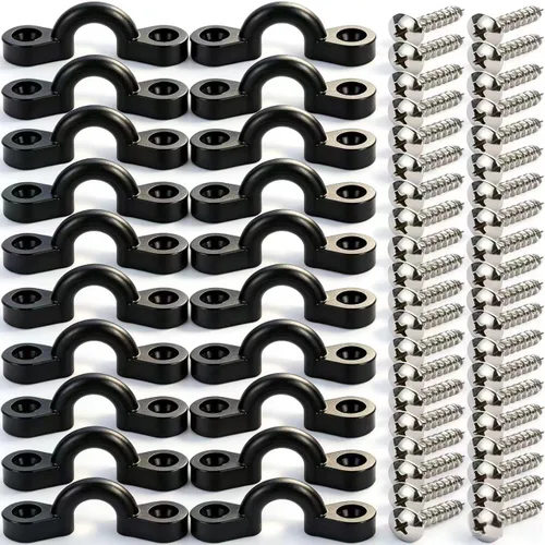 Miniatura 2 de Kit de almohadillas para kayak, 10 trabillas elásticas de nailon para cubierta con 20 tornillos para lancha, kit de aparejo de cubierta de kayak