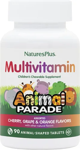 Miniatura 8 de Natures Plus Animal Parade - Multivitamínico masticable para niños, 90 tabletas en forma de animal, sabores surtidos naturales, vegetariano, sin