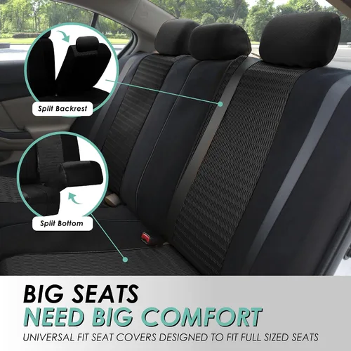 Miniatura 4 de FH Group Fundas de asiento de automóvil 3D de malla de aire con elegancia moderna, compatibles con bolsa de aire y listas para separar, juego