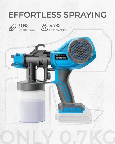 Miniatura 4 de Tilswall Pulverizador de pintura, pulverizador de pintura inalámbrico para batería Dewalt de 20 V, viscosidad de 100 Din/s, pistola de pintura