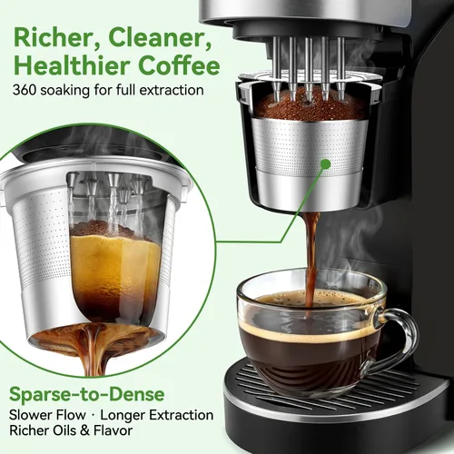 Miniatura 4 de CAPMESSO Tazas K reutilizables para Keurig: cápsulas de café de acero inoxidable actualizadas 2026 con 5 agujeros para Keurig K Supreme, K Slim, K