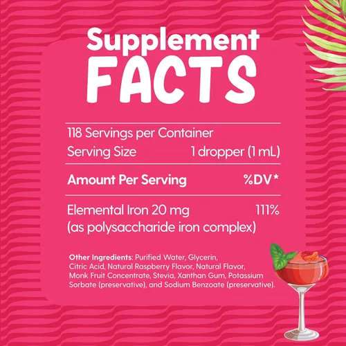 Miniatura 3 de LLORENS PHARMACEUTICAL Gotas de hierro de alta potencia para mujeres, 20 mg de hierro elemental (complejo de polisacáridos) por 0.0 fl oz, suave