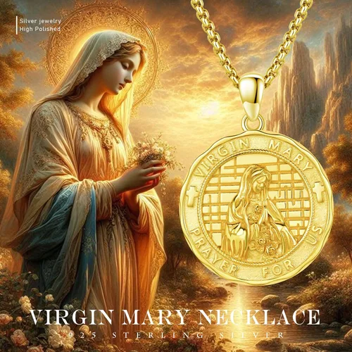 Miniatura 35 de Collar con colgante de plata de ley 925 con medalla de San Patrón, joyería religiosa para hombres y mujeres, con cadena de acero inoxidable 316L