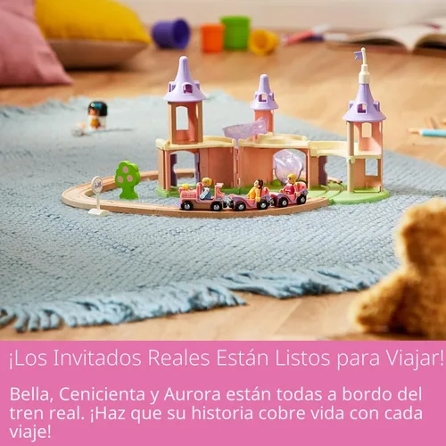 Miniatura 5 de BRIO World Disney Princess Castle - Juego de tren de madera de 18 piezas con certificación FSC y accesorios, incluye figuras de princesa de Disney