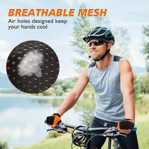 Miniatura 4 de Guantes de ciclismo con almohadilla absorbente de golpes, agarre extra, ajuste flexible, peso ligero, transpirable para hombres y mujeres ciclismo