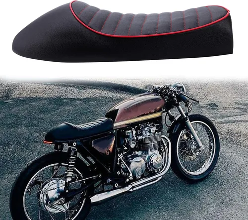 Miniatura 8 de Asiento plano retro de rombo negro vintage para motocicleta Cafe Racer para KZ400 KZ550 K750 Z650 W650 CB100 CB125 CB175 CB200 CB350 CL200 CL350