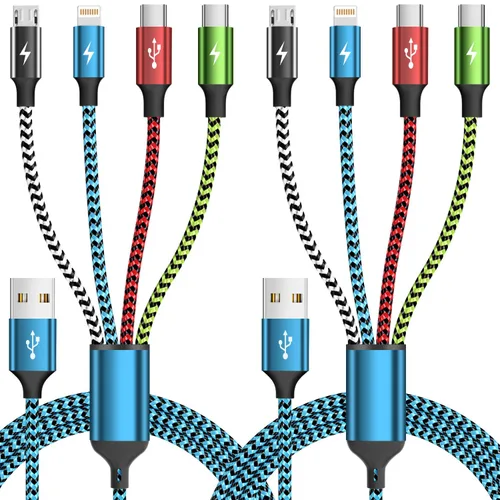 Miniatura 18 de Cable divisor USB C multi carga para múltiples dispositivos, cable de carga rápido 4 en 1, cable de carga de teléfono USB C trenzado con 4