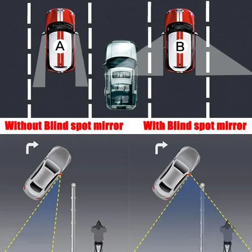 Miniatura 7 de Ampper Espejo de Punto Ciego en Forma de Abanico, Vidrio HD sin Marco Adhesivo Ajustable Convexo de Gran Angular Retrovisor Espejo para Automóvil