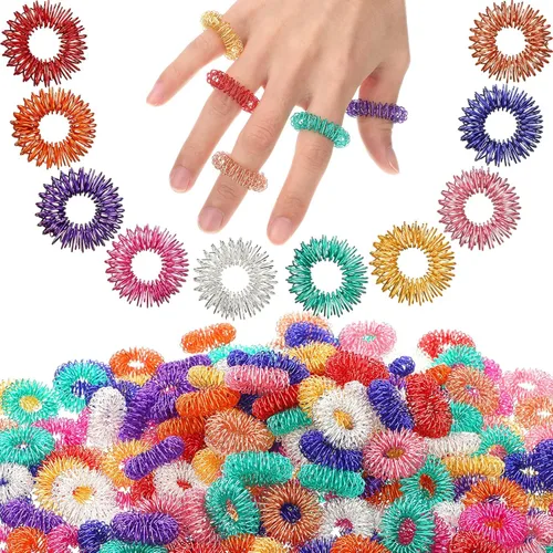 Nuogo 300 anillos de acupresión para dedos sensoriales con pinchos, alivio del estrés, juguetes sensoriales para adolescentes y adultos, alivio del