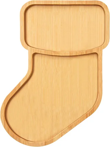 Miniatura 11 de AWIZOM Bandeja de madera para servir con sombrero de Navidad, plato de bambú con forma de sombrero de Papá Noel, tablero de madera para aperitivos
