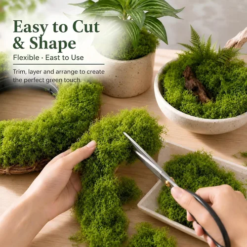 Miniatura 6 de Musgo verde falso de 3.53 onzas – Musgo artificial de MAQIHAN para plantas de interior, césped sintético para macetas, decoración de césped falso