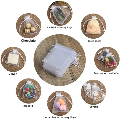 Miniatura 6 de Hopttreely 100 bolsas de organza transparentes premium, bolsas de regalo para bodas blancas, bolsas de joyería de 4 x 4.72 pulgadas para fiestas
