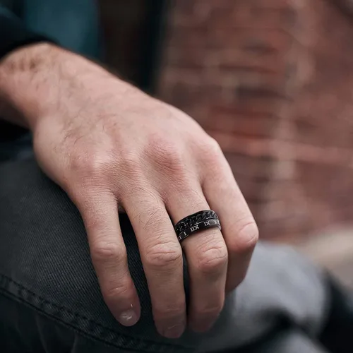 Miniatura 5 de Besteel Juego de 16 anillos giratorios de acero inoxidable para hombres y mujeres, anillos para aliviar el estrés y la ansiedad, color negro