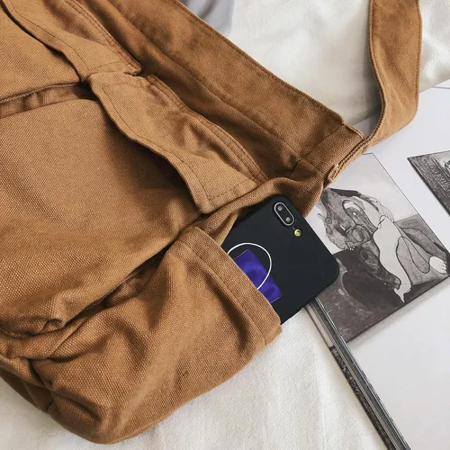 Miniatura 6 de Bolso bandolera grande de lona para mujeres y hombres, bolso de mano tipo mensajero para laptop, trabajo, universidad, viajes