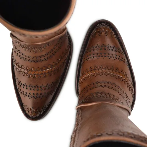Miniatura 7 de Bota Mujer Cuadra en Piel Genuina Marrón
