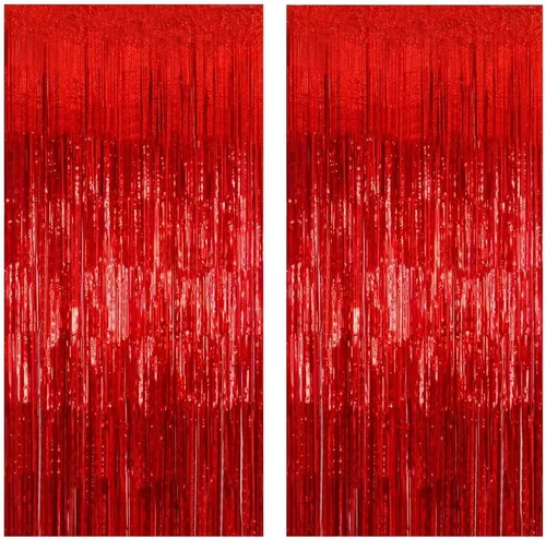 Miniatura 12 de MORANTI Cortinas de flecos de papel de oropel metálico iridiscente negro brillante de 3.28 pies x 6.56 pies para decoración de fiestas, fotos, telón