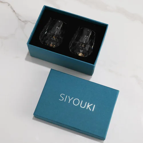 Miniatura 5 de SIYOUKI Juego de vasos de chupito de cristal de 0.5 onzas, decorados con hojuelas de oro de 24 quilates, sin plomo, juego hecho a mano, adecuado