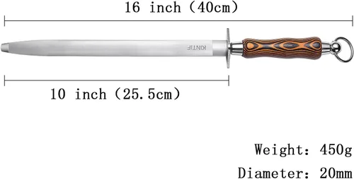 Miniatura 7 de Afilador de cuchillos profesional de acero de 10 pulgadas, varillas de afilado, líneas finas, alta dureza, acero para afilar cuchillos planos
