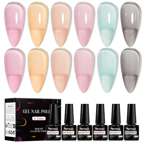 Miniatura 21 de MTSSII Juego de 18 esmaltes de uñas de gel, color nude, rosa, azul, amarillo, kit de esmalte de uñas de gel, compatible con lámpara UV/LED, remojar
