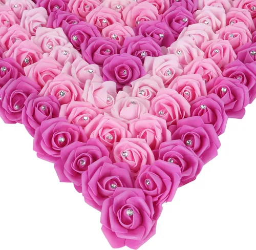 Miniatura 15 de Rosas artificiales, 200 piezas de cabezas de flores de rosas artificiales para manualidades, rosas de espuma de 1.97 pulgadas, cabezas de rosas Rosa