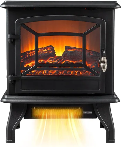 Bonnlo Estufa eléctrica de chimenea de 20 pulgadas de alto, calentador de chimenea independiente portátil de 1500 W para uso en interiores, troncos