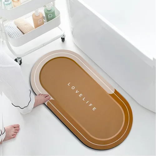 Miniatura 20 de Tapetes de baño de goma de secado rápido, antideslizantes, súper absorbentes, de secado instantáneo, alfombra de baño frente al fregadero de la Beige