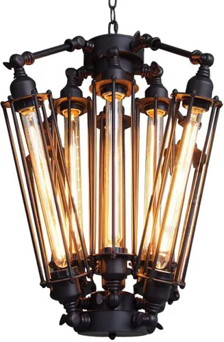 Candelabro retro de 8 luces, lámpara colgante de metal industrial, lámpara colgante Steampunk lámpara colgante de estructura geométrica lámpara de