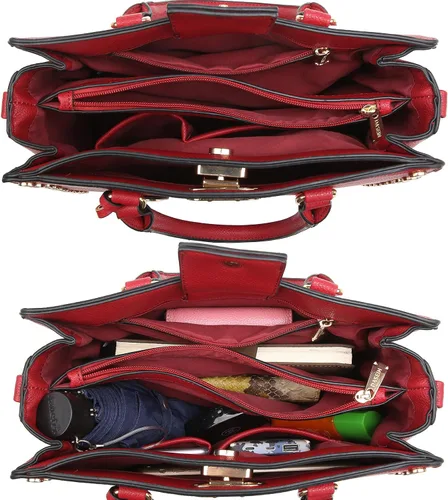 Miniatura 5 de Dasein - Bolso de hombro tipo satchel para mujer, tamaño mediano, con asa superior, bolso de trabajo, con cartera a juego, set de 2 piezas