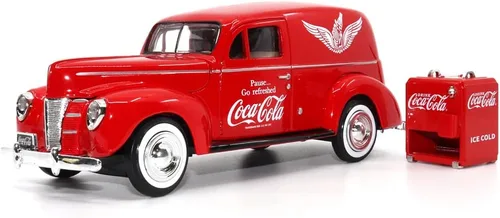Motor city classics Coca-Cola Diecast coleccionable | Furgoneta Ford Delivery 1940 con enfriador | Modelo a escala 1:24 fundido a presión 424195 |