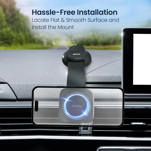 Miniatura 6 de aetos Soporte magnético para iPhone MagSafe para teléfono con base de succión adhesiva, compatible con iPhone 17/16/15/14 Pro/Plus/Max y teléfonos