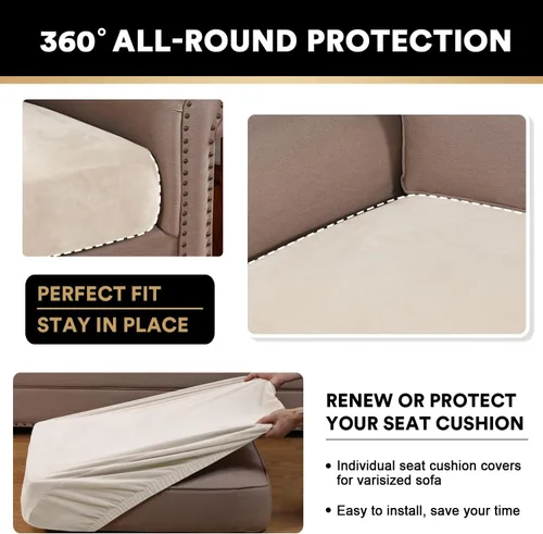 Miniatura 7 de PrinceDeco Funda de Cojín de Sofá de Terciopelo Elástica Fundas de Asiento de Sofá Lavables Funda Deslizable de Cojín para Silla Sofá de Dos Plazas