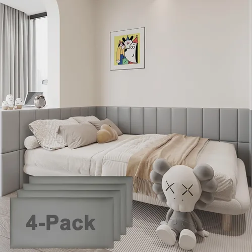 Miniatura 7 de YU LI 3DH 3D Almohadillas de pared anticolisión para niños, autoadhesivas, 4 piezas, paneles de cabecero en negro para pared, cabecero despegar