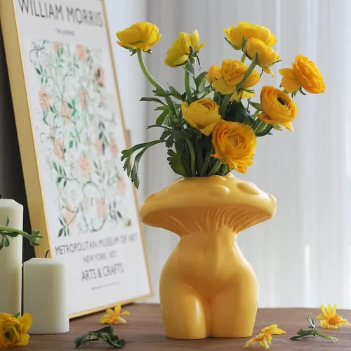 Miniatura 5 de GUGUGO Jarrón de Cuerpo Femenino de Hongo para Decoración, Decoración Bohemia Peculiar Única Linda y Divertida para el Hogar y el Baño, Jarrón
