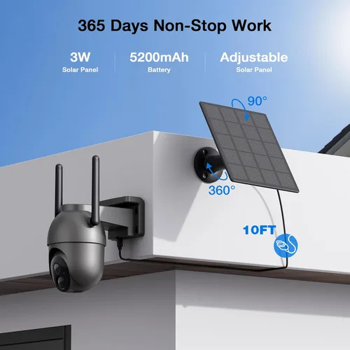 Miniatura 8 de Aume Cámaras de seguridad de 4MP inalámbricas para exteriores, sin suscripción, kit de 2 cámaras, alimentado por energía solar, sistema de cámara