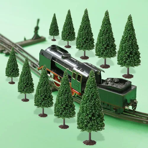 Miniatura 2 de Cutemini 10 árboles de cedro modelo de tren, paisaje, pino, diorama en miniatura, modelo mixto para arquitectura de carretera, edificio, decoración