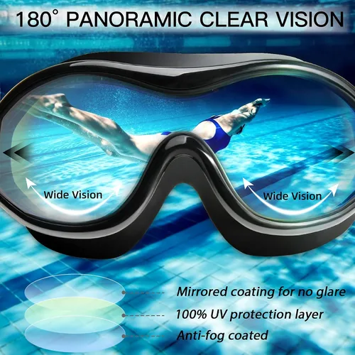 Miniatura 5 de Seago Gafas de natación sin fugas, antivaho para piscina, para adultos, hombres, mujeres, jóvenes, protección UV, visión clara de 180°