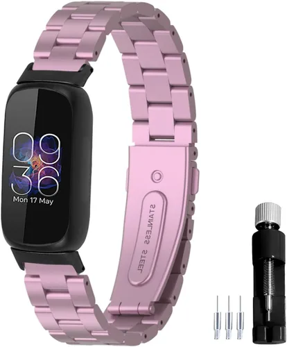 Miniatura 8 de Correa de reloj de metal compatible con Fitbit Inspire 3 de acero inoxidable, repuesto para reloj inteligente Inspire3, accesorio para mujeres