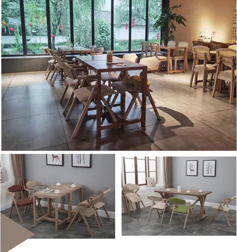 Miniatura 4 de 2-Pack Folding Chairs with Cushion, Farmhouse Folding Dining Chairs, Linen Padded Foldable Chairs for Dining Room, Parties, Office(Beige)