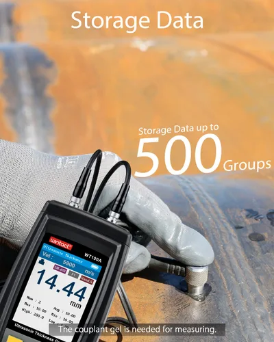 Miniatura 4 de Wintact Medidor de espesor ultrasónico digital, rango de 0.039 a 11.81 pulgadas con sonda para medir materiales metálicos y no metálicos, acero
