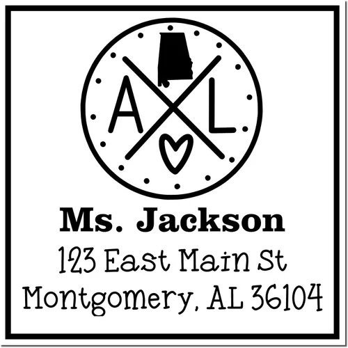 Miniatura 6 de Sello entintado moderno con nombre y dirección del estado de Alabama – Sello de dirección de devolución personalizado para invitaciones de despedida