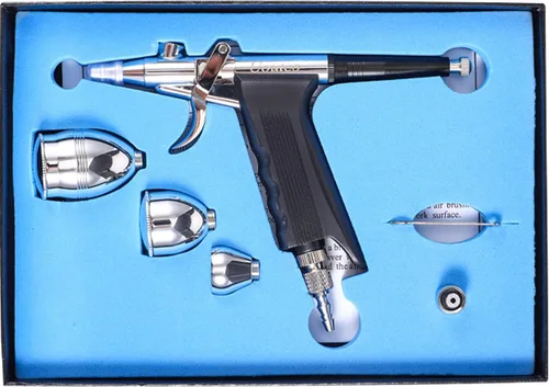 Miniatura 6 de Pistola de disparo de aerógrafo Cepillo de aire de doble acción con agujas de 0.016 in 2CC/5CC/13CC Copa para pintar Kit aerógrafo 166AK 0.016 in