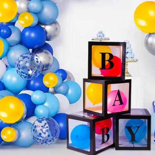 Miniatura 7 de CJT Cajas de bebé con letras para baby shower, cajas de bloque transparentes para decoración de baby shower, caja de globo transparente para fiesta