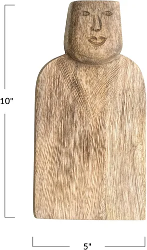 Miniatura 4 de Cortadora compacta de queso de madera de mango tallada a mano y tabla de cortar con diseño de mango facial y acabado peinado, natural