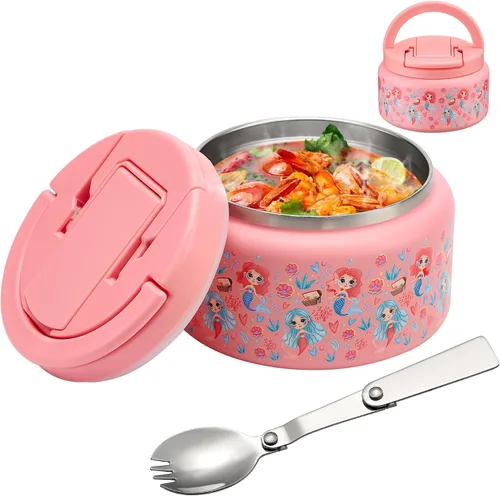 Miniatura 17 de BABHAMNESS Termo para sopa de 13.5 onzas para comida caliente para niños, frasco de comida aislado al vacío con tapa de hebilla, boca ancha a prueba