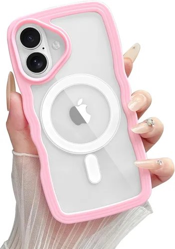 Miniatura 28 de Yeddabox Magsafe - Funda compatible con iPhone 13, diseño de ondas, lindo marco de colores de caramelo con ondas de agua, a prueba de golpes